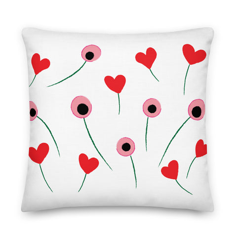 Hearts & Flowers (large print) Pillow