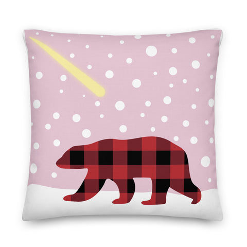 Plaid Polar Bear & Comet Pillow